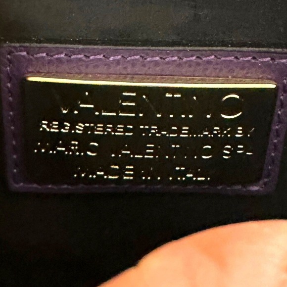 NWT Valentino Crossbody Bag Poppy Bonbonniere Micro Grained Purple Leather Purse - Picture 12 of 16